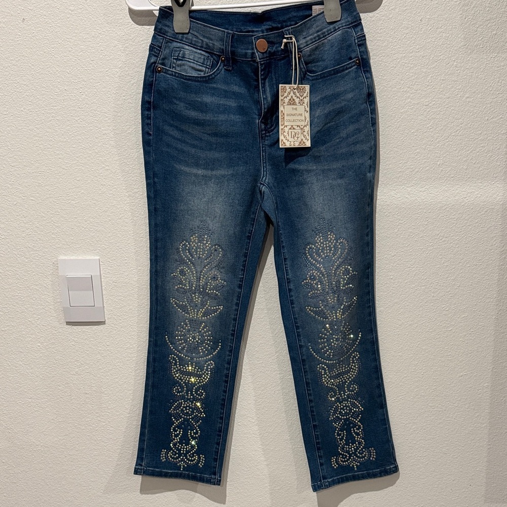 DG2 by Diane Gilman Dark Blue Straight Leg Jeans